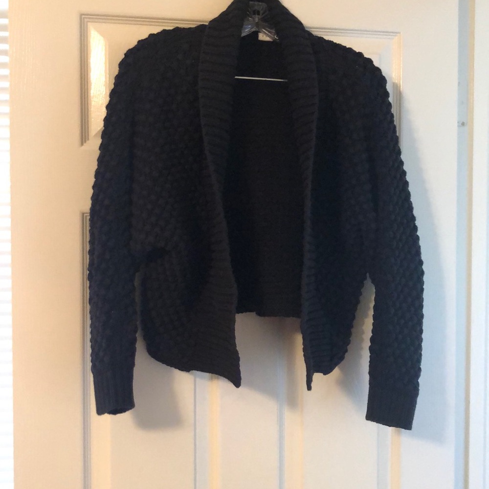 Black Chunky Open Cardigan